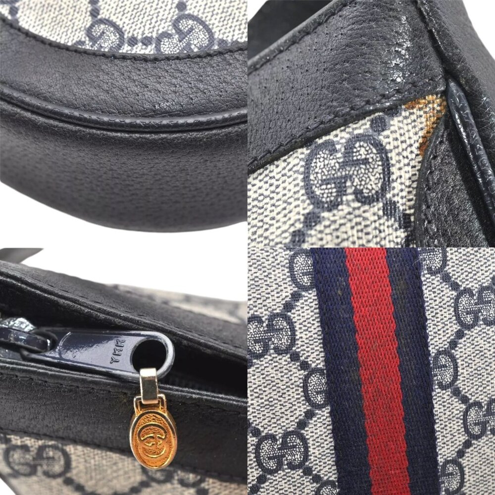 084273AR (E3) Gucci Shoulder Bag Sherry Line Navy Blue PVC - Picture 9 of 13